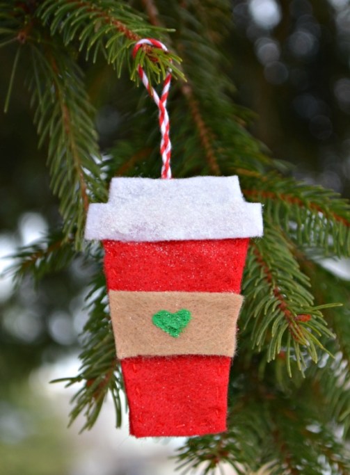 Starbucks Cup: Made with felt, and green paint for heart